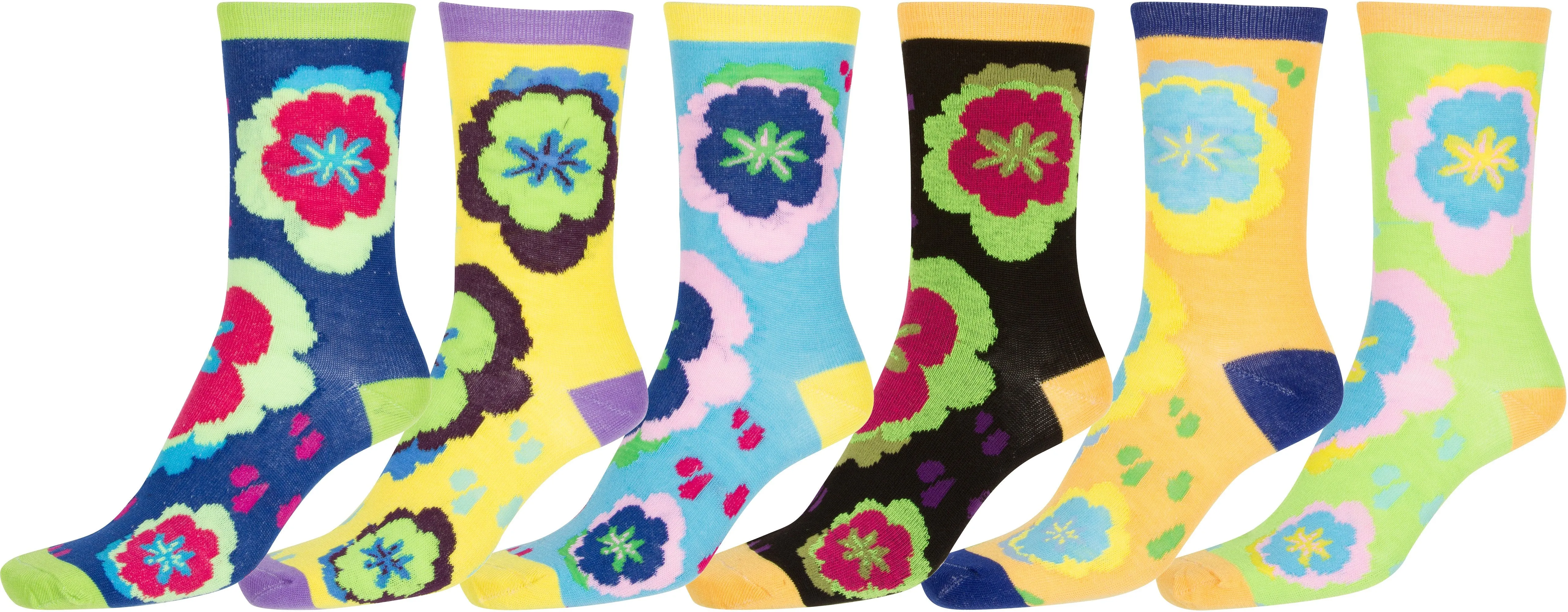 Sakkas Women's Fun Colorful Design Poly Blend Crew Socks Assorted 6-Pack