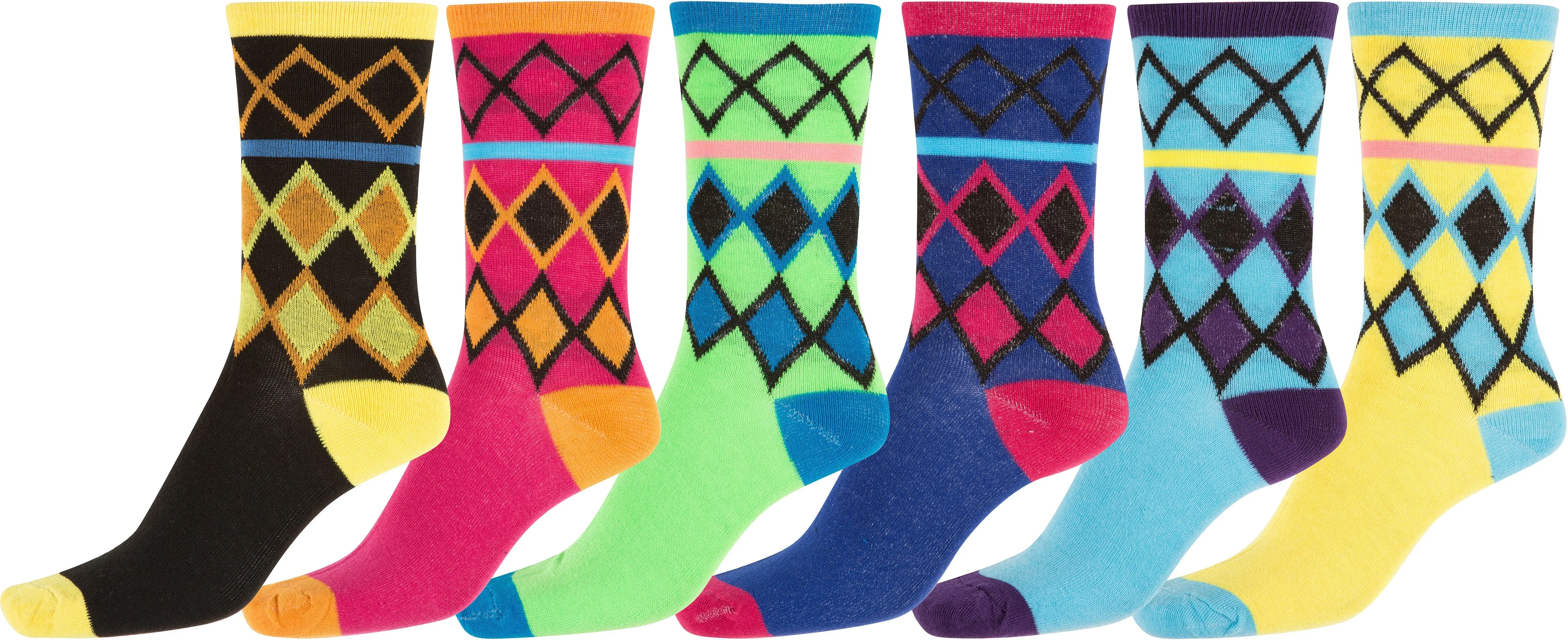 Sakkas Women's Fun Colorful Design Poly Blend Crew Socks Assorted 6-Pack