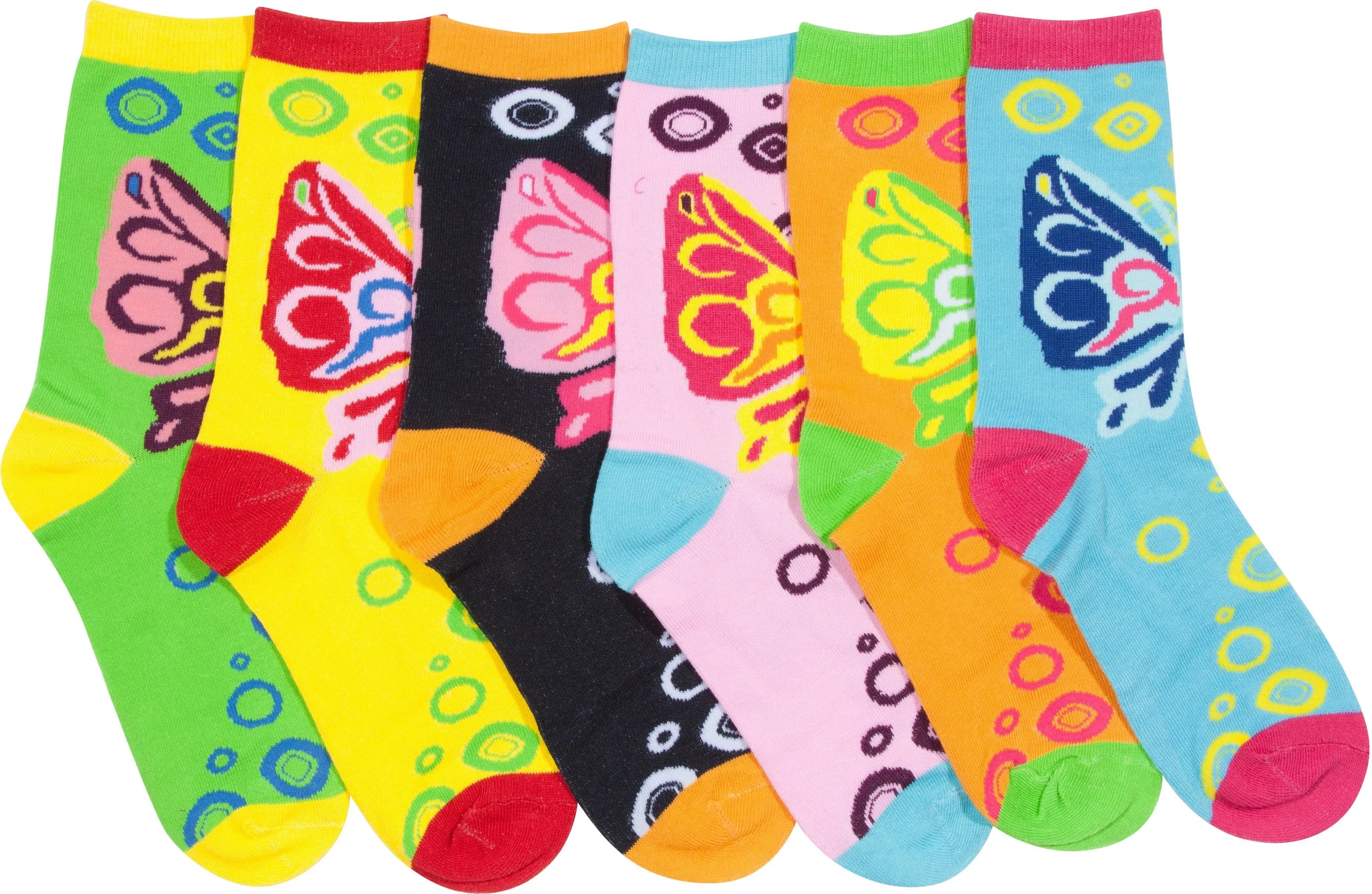 Sakkas Women's Fun Colorful Design Poly Blend Crew Socks Assorted 6-Pack