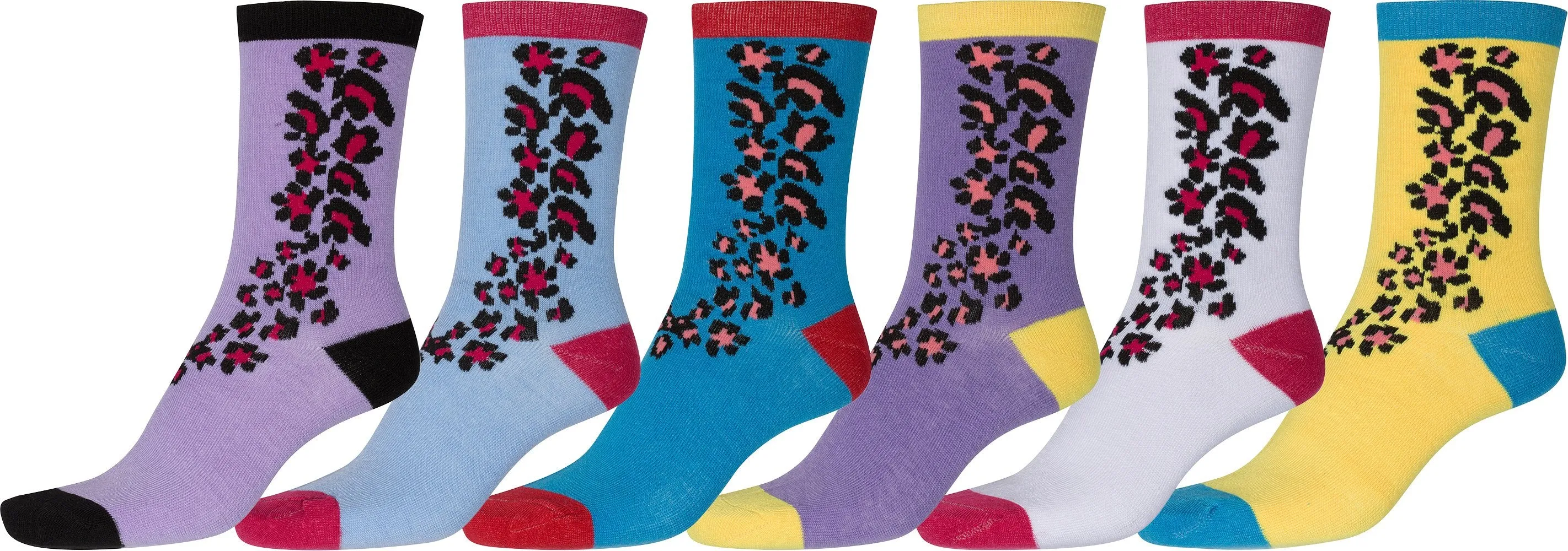 Sakkas Women's Fun Colorful Design Poly Blend Crew Socks Assorted 6-Pack