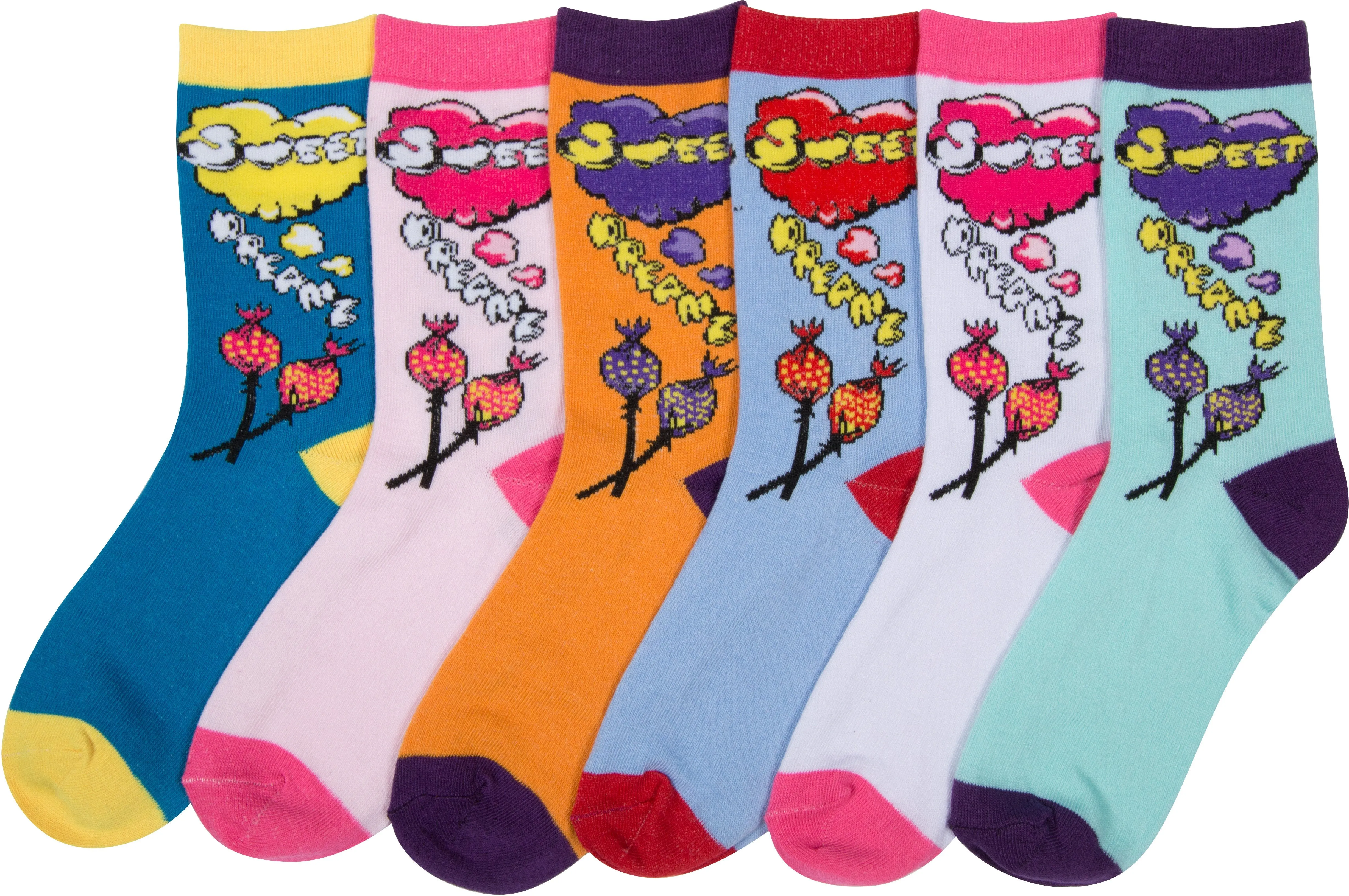 Sakkas Women's Fun Colorful Design Poly Blend Crew Socks Assorted 6-Pack