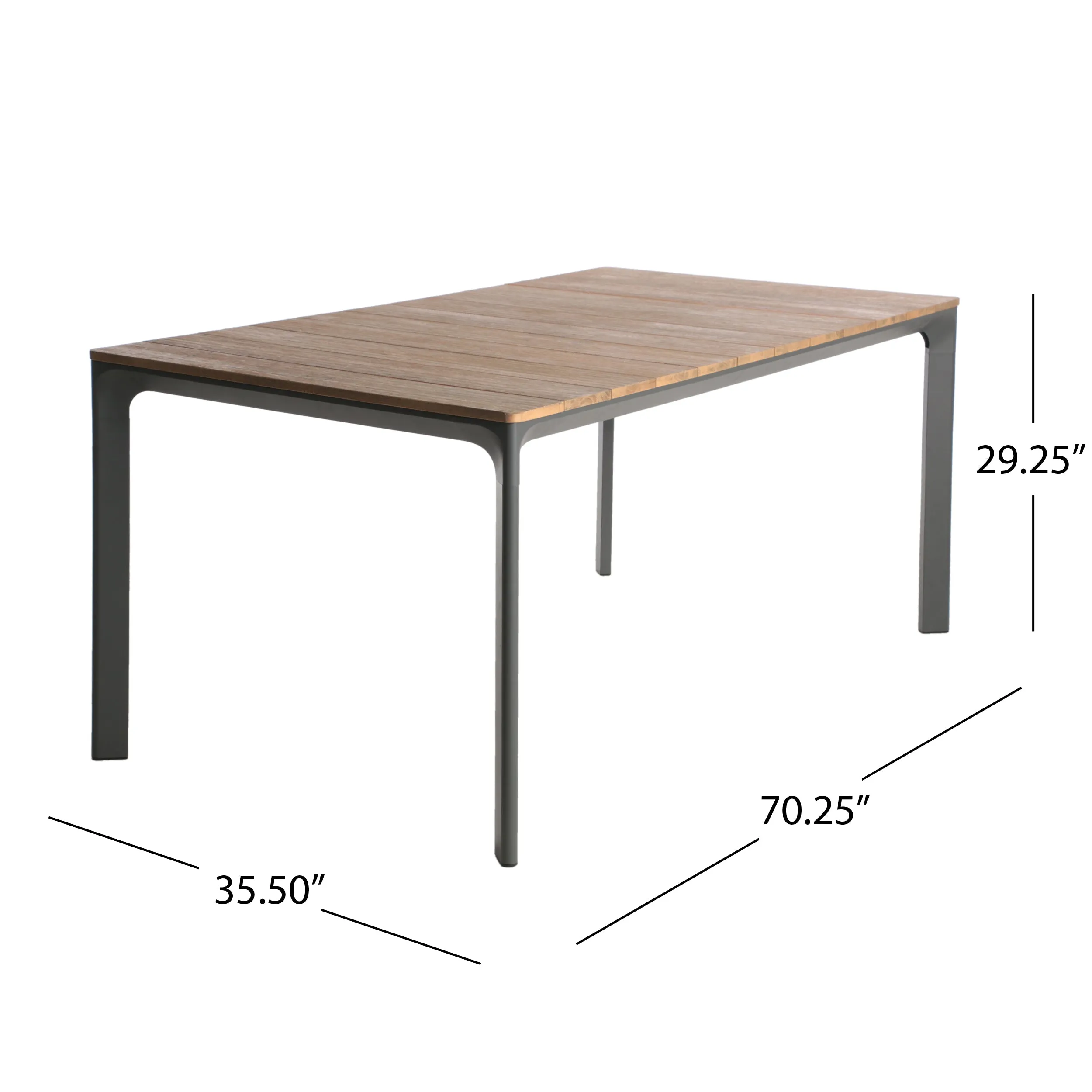 Severide Outdoor Modern 6 Seater Aluminum Dining Set with Eucalyptus Table Top