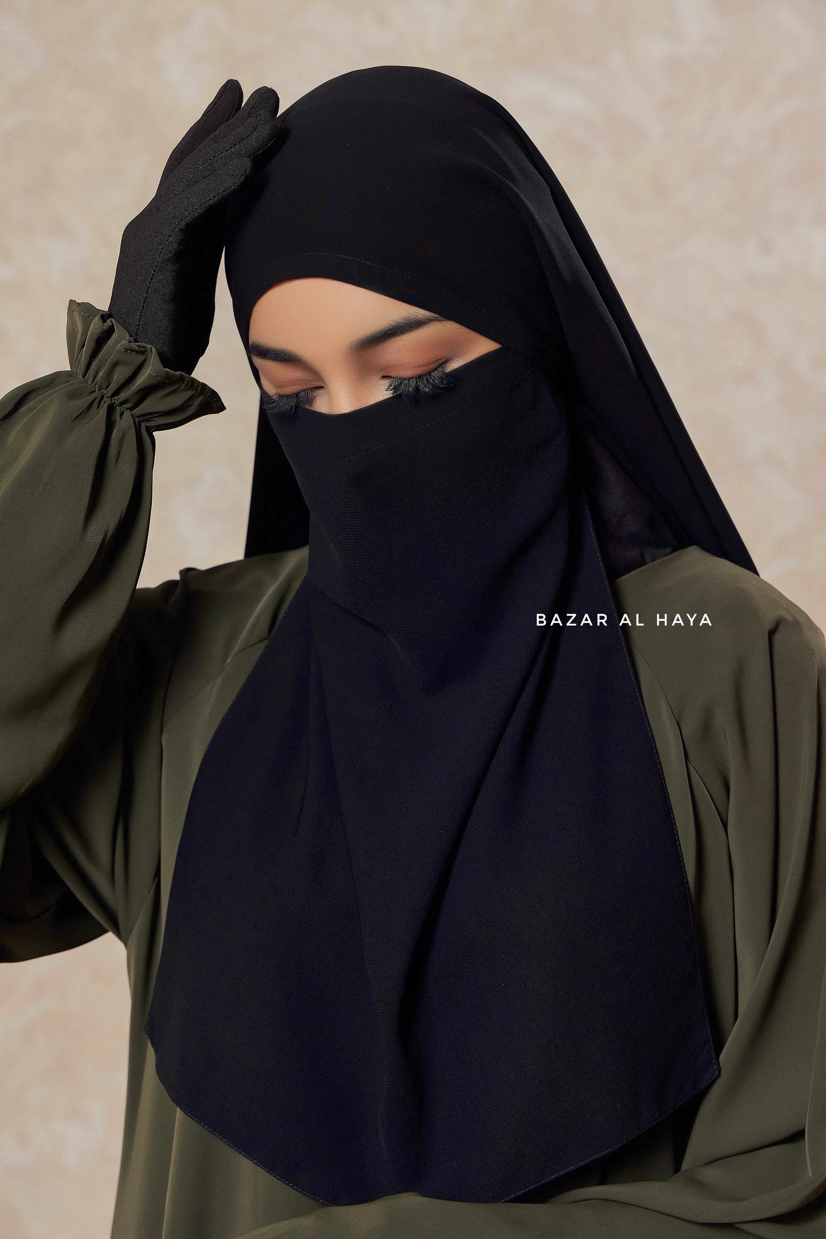 Single Half Black Niqab - Super Breathable Veil