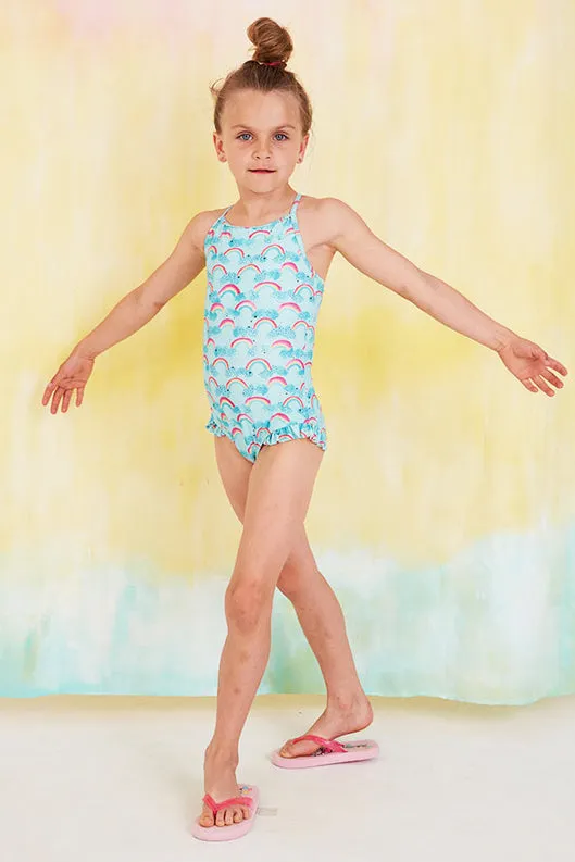 Soft Gallery Ida Girls Swimsuit - Blue Rainbow (Size 2 left)