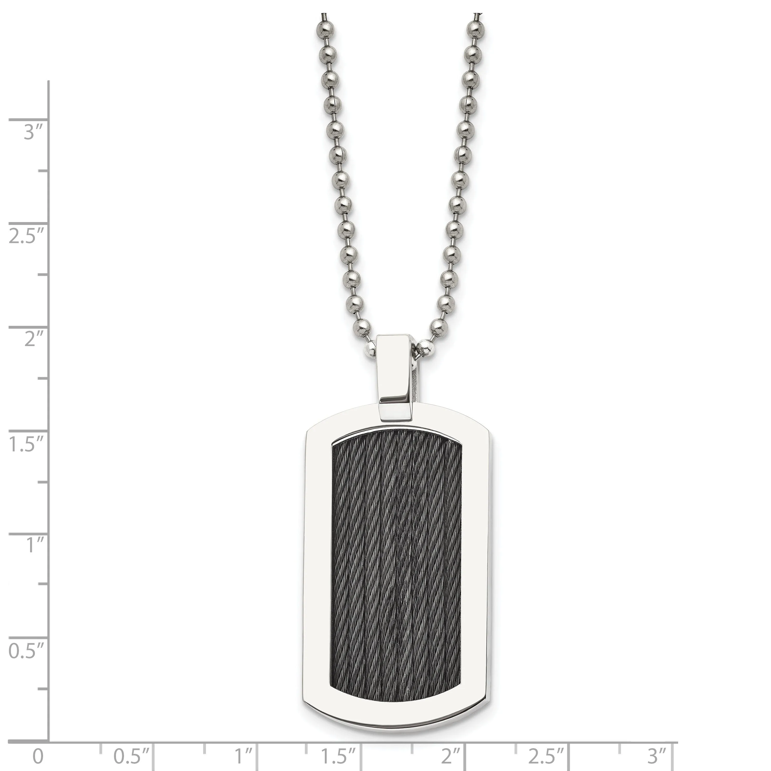 Stainless Steel Black Cable Dog Tag Chain