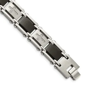 Stainless Steel Black Plated Diamond Bracelet