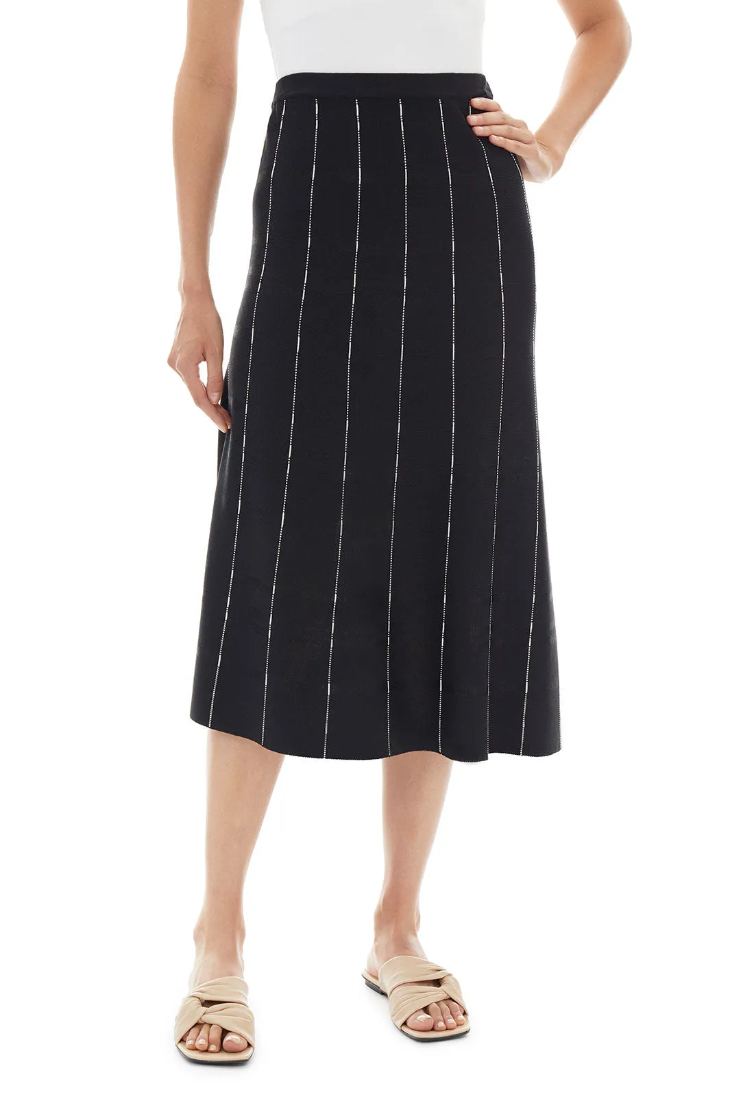 Stripe Detail Knit A-Line Skirt