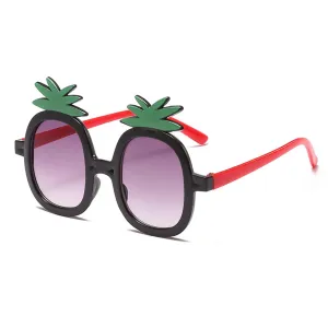 SYGA Classic Children's Sunglasses Sunglasses Pineapple Cartoon Various Optional Mirrors Trendy Children's Glasses (Pineapple-Black)