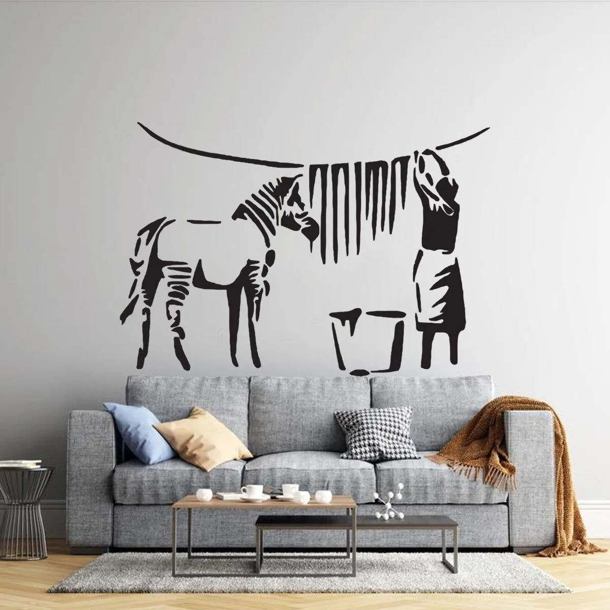 Urban Street Art Graffiti Wall Decal - Zebra Stripes Contemporary Laundry Sticker