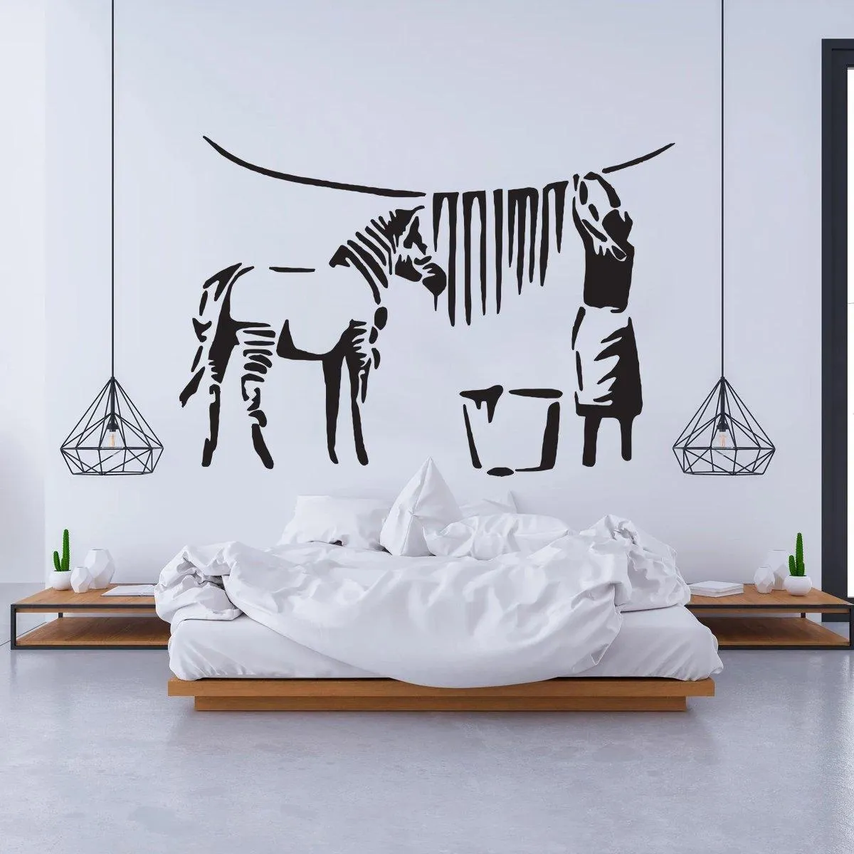 Urban Street Art Graffiti Wall Decal - Zebra Stripes Contemporary Laundry Sticker