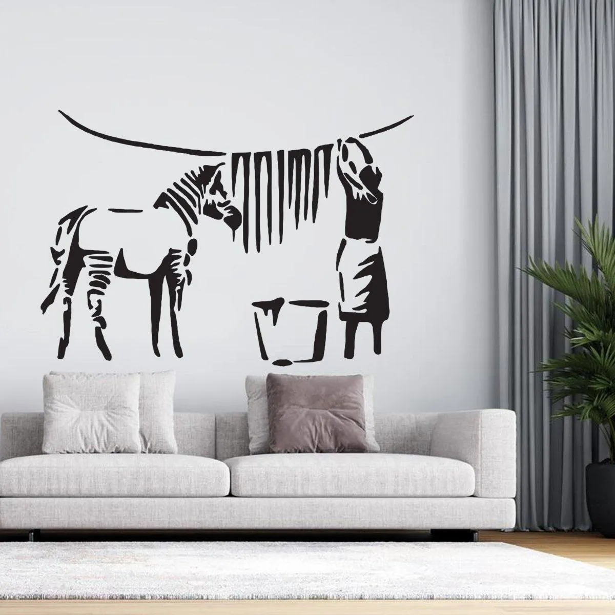 Urban Street Art Graffiti Wall Decal - Zebra Stripes Contemporary Laundry Sticker