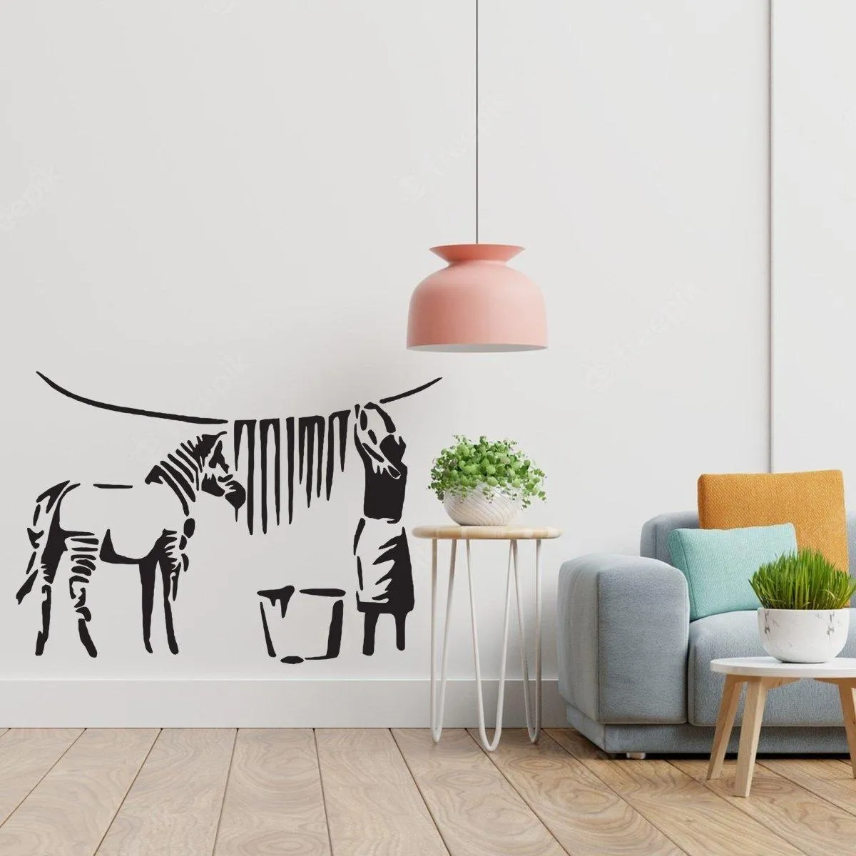 Urban Street Art Graffiti Wall Decal - Zebra Stripes Contemporary Laundry Sticker