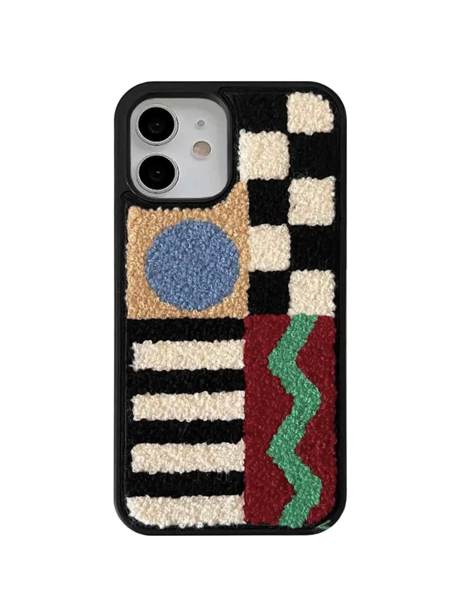 Vintage Checkerboard Embroidered iPhone Case