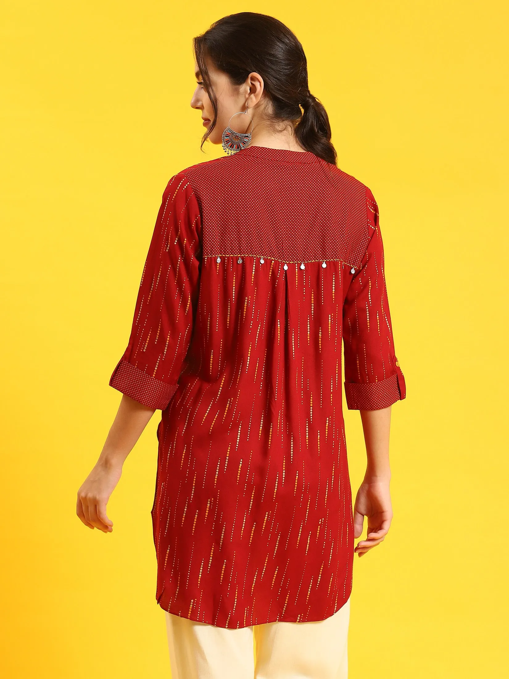 Women Maroon Printed Tunic