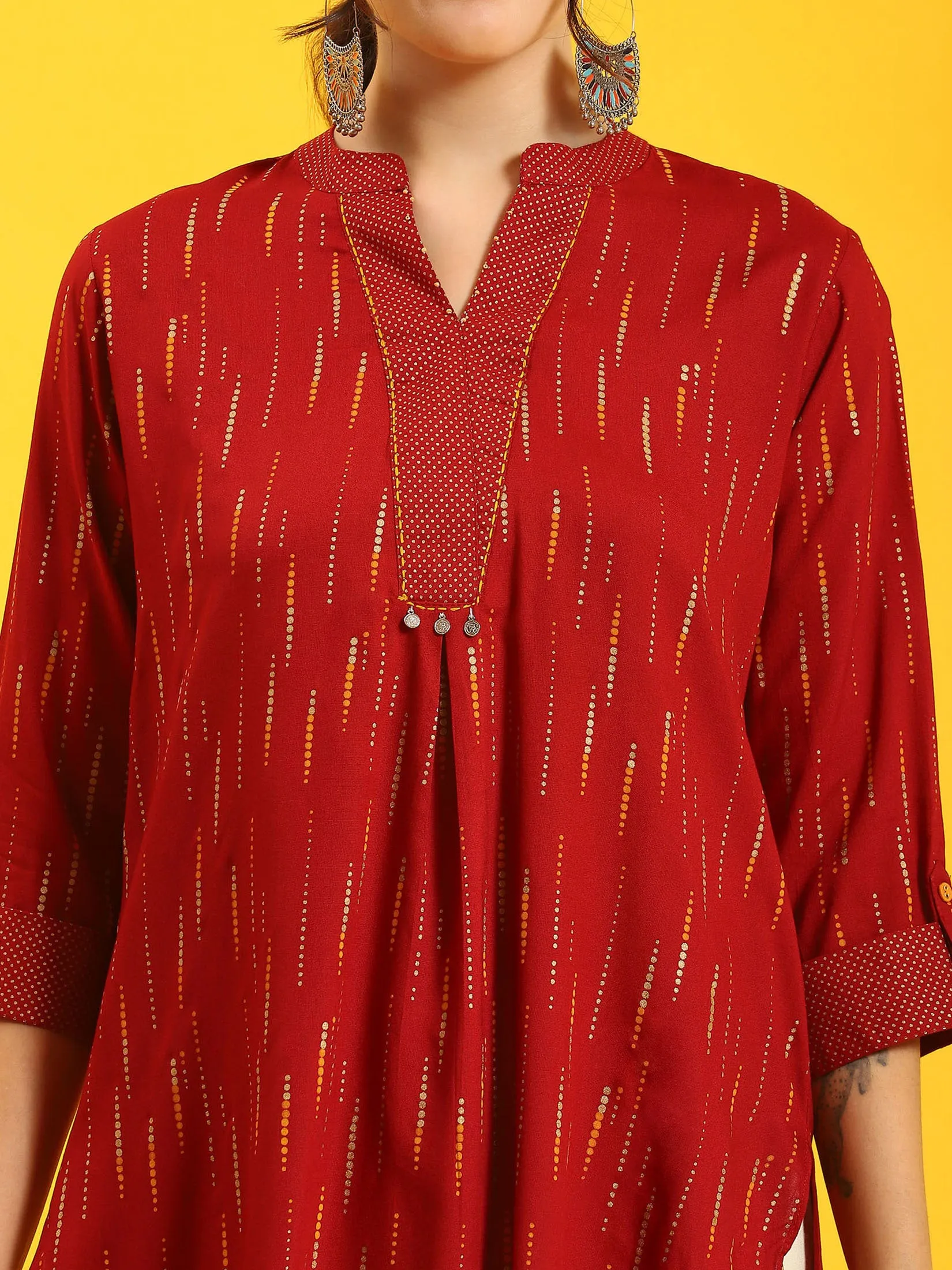 Women Maroon Printed Tunic