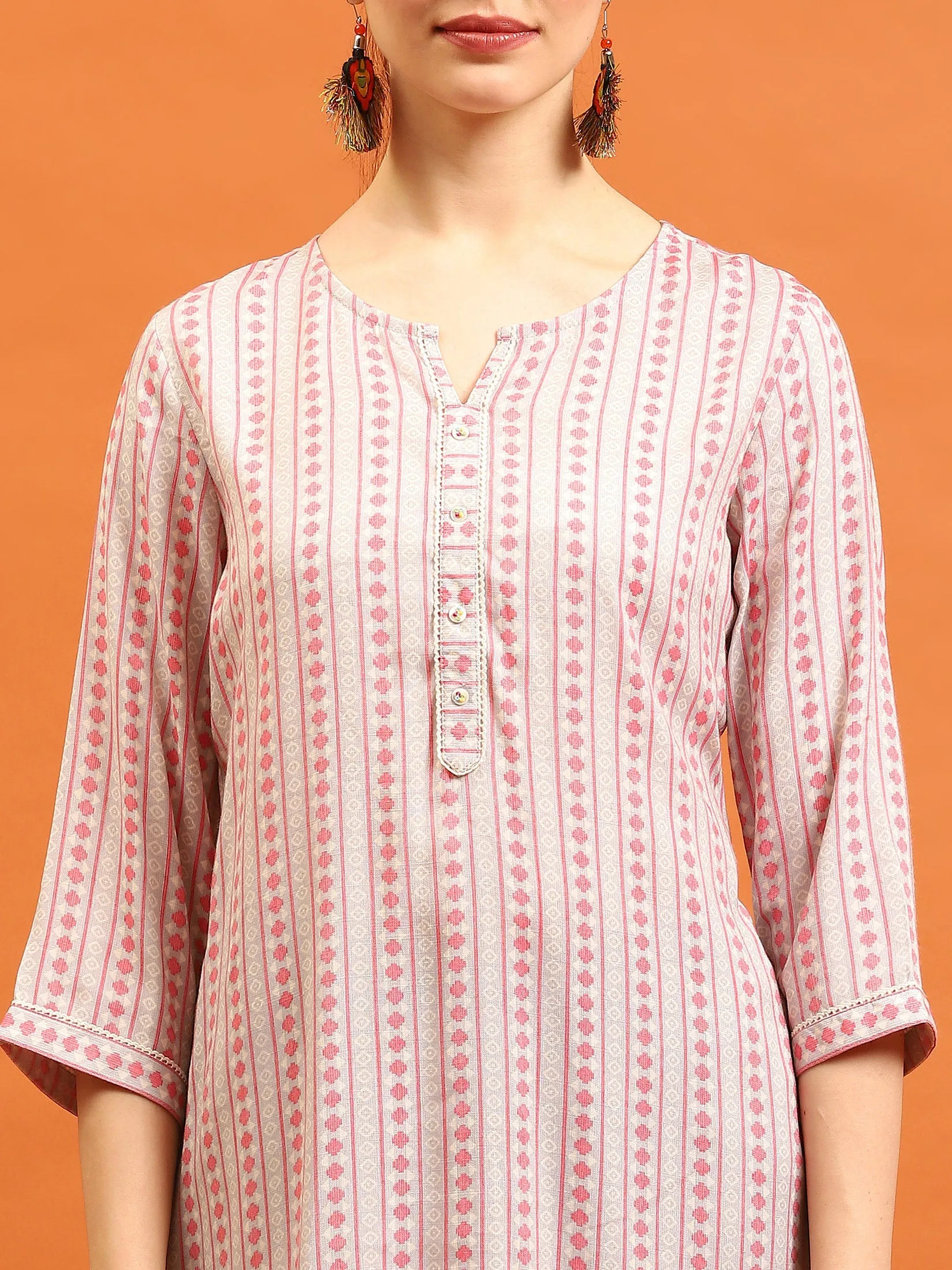 Women Pink Stripe Printed Tunic