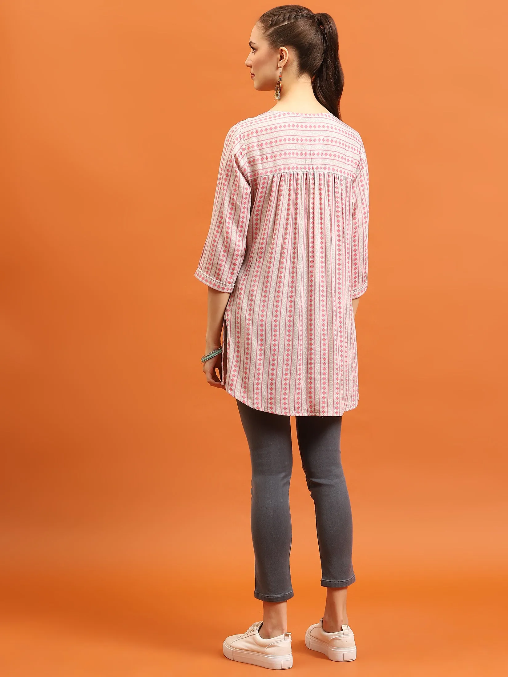 Women Pink Stripe Printed Tunic