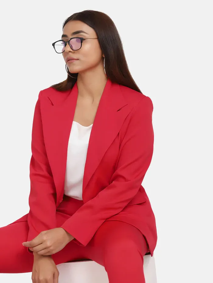 Women's Formal Stretch Pant Suit - Red