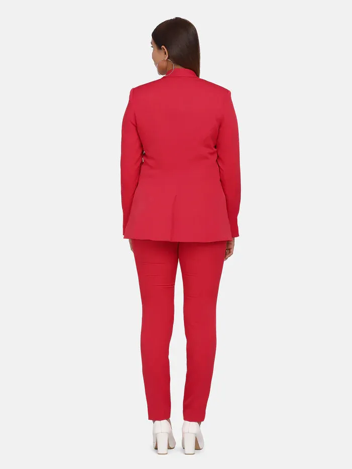 Women's Formal Stretch Pant Suit - Red