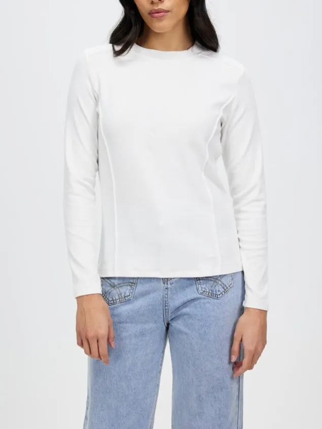 Women's White Rayon Crewneck Top | Healer Top-White