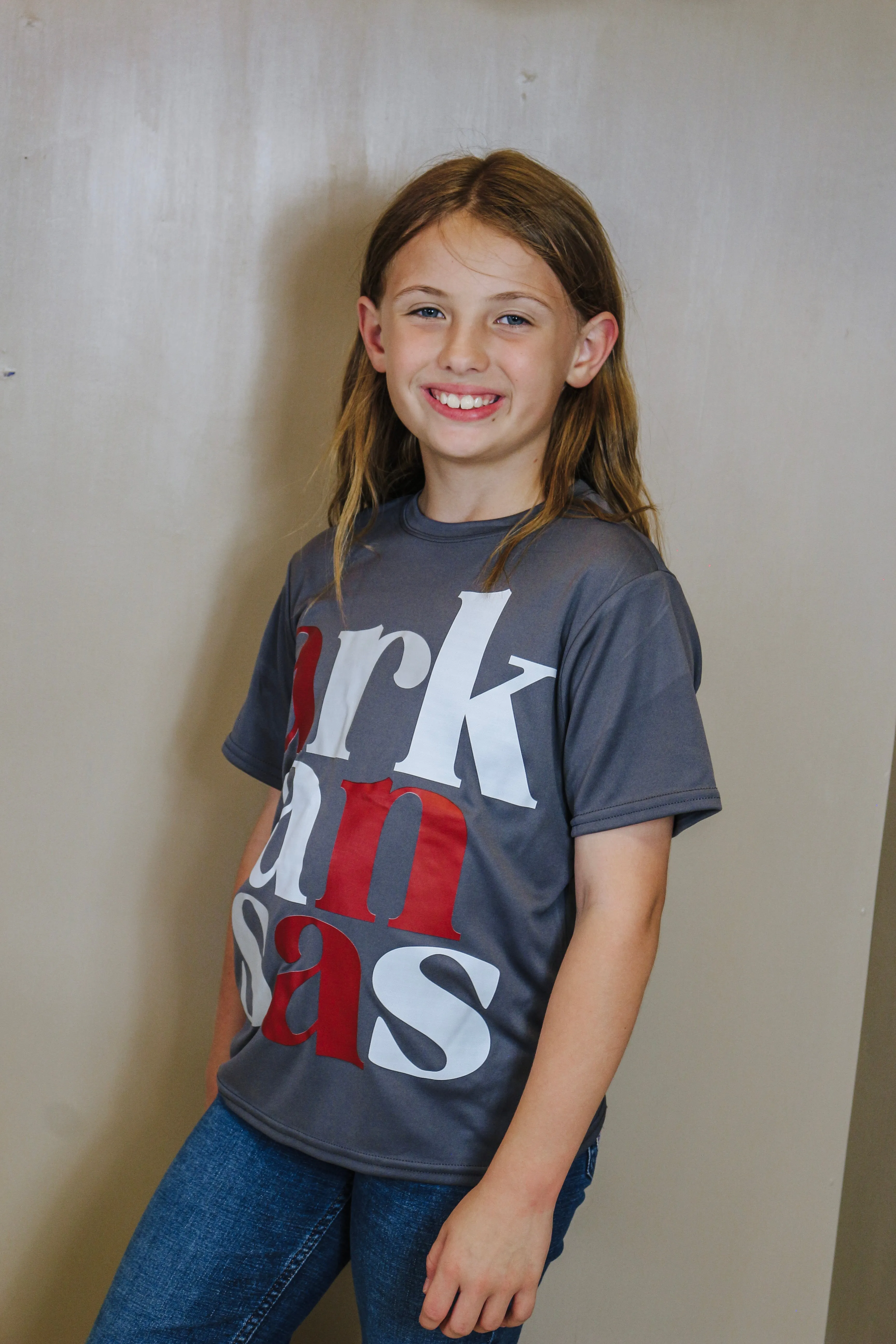 Youth Grey Arkansas Graphic Tee