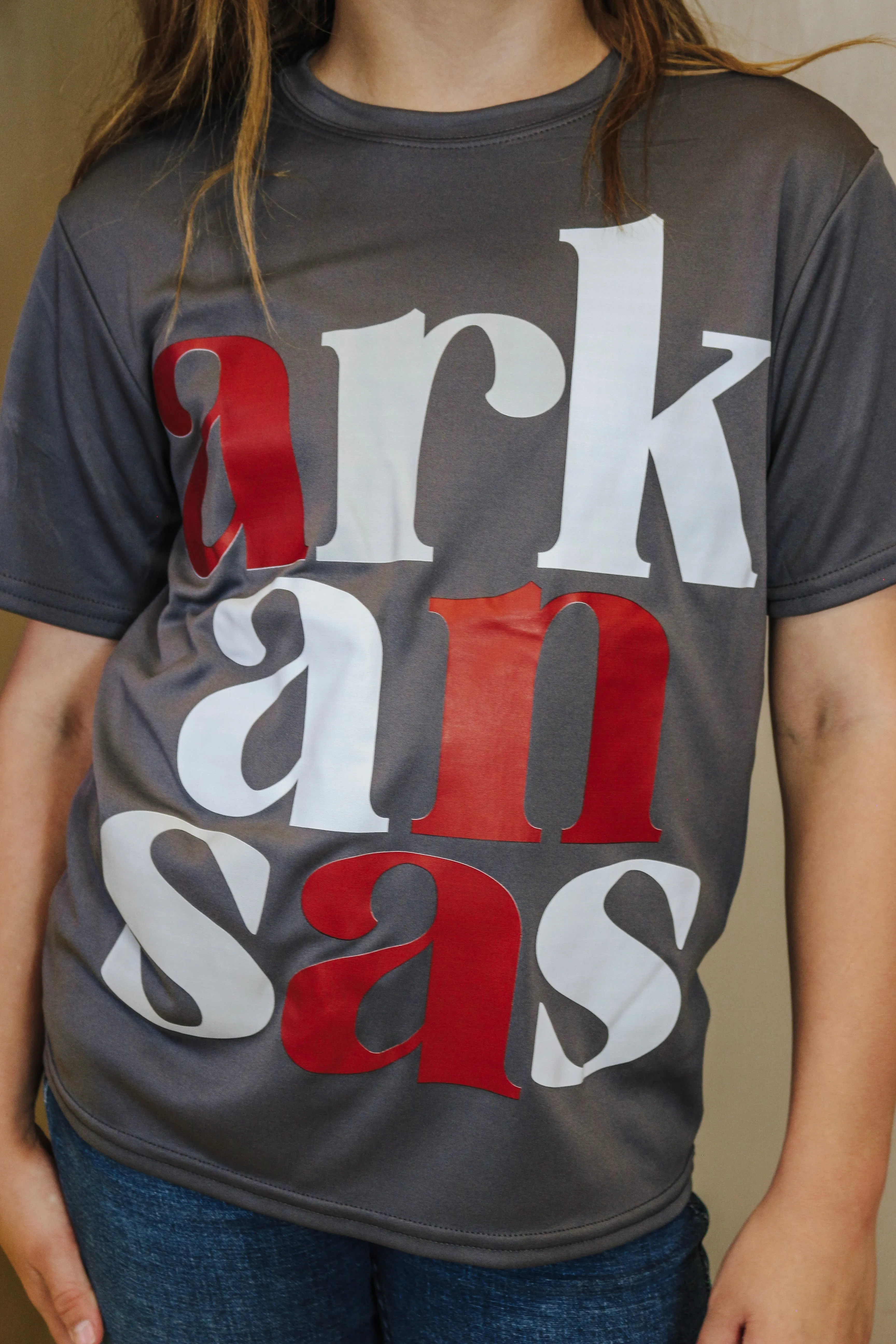 Youth Grey Arkansas Graphic Tee